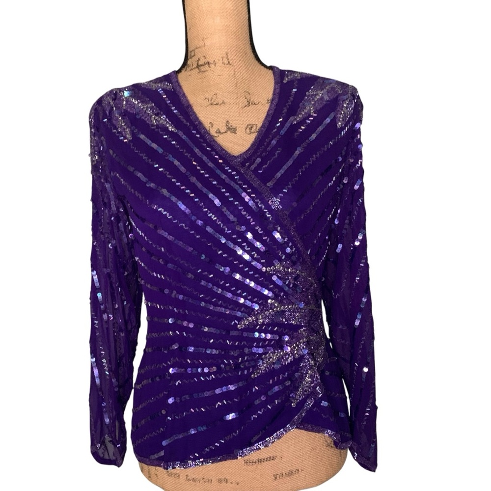 Elegant Purple Sequin Women's Top